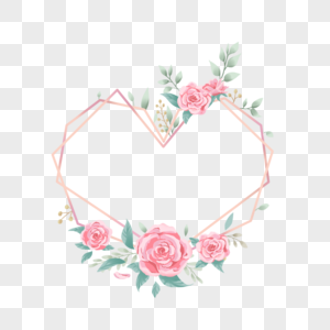 母亲节爱心玫瑰花环边框高清图片素材