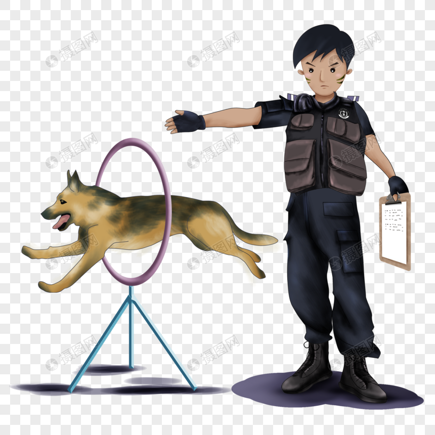 训练警犬的警察