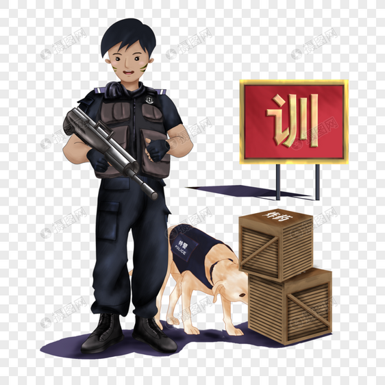训练警犬的警察图片