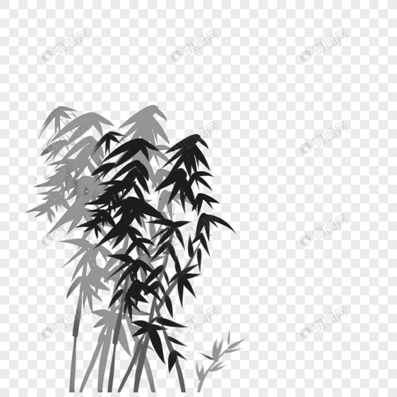 中国风水墨黑白竹子图片