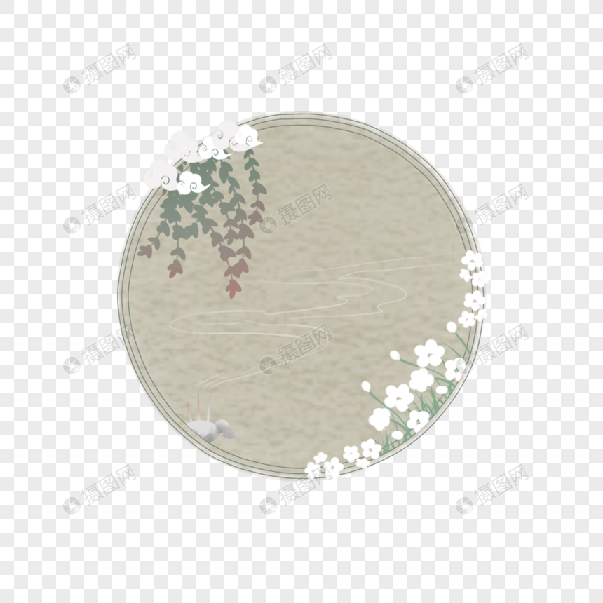 清明节中国风圆形边框图片
