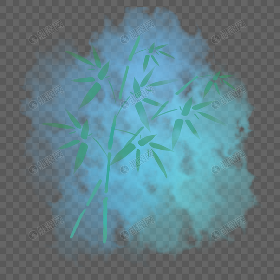 蓝色烟雾竹子图片