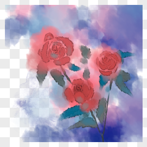 水彩玫瑰花烟雾效果图片