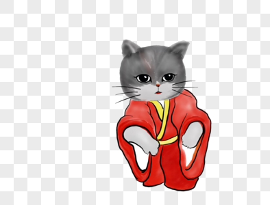 穿红色长袍的猫高清图片
