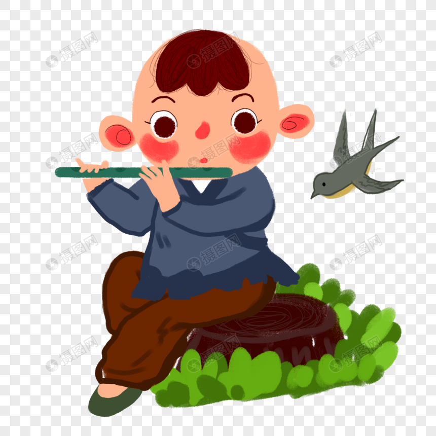 吹笛子的牧童