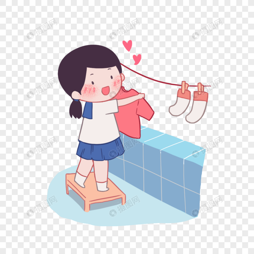 劳动节做家务的女孩