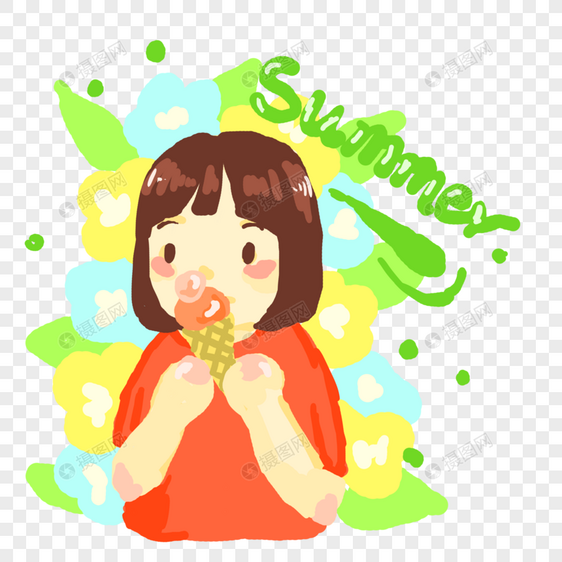 夏天可爱冰激凌小女孩图片