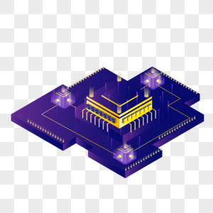 2.5D科技城市芯片矢量图高清图片