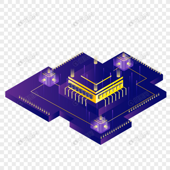 2.5D科技城市芯片矢量图图片