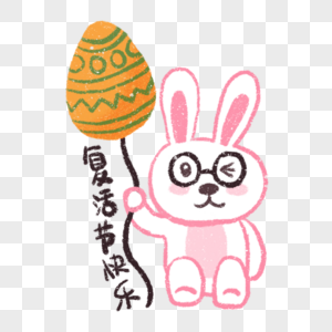 清新可爱小兔子放复活节彩蛋气球图片