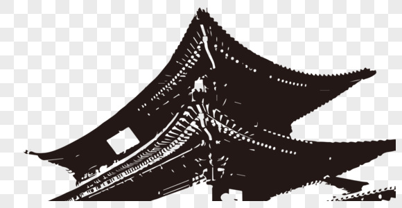 黑色中国古代传统建筑高清图片