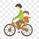 父亲节一起骑自行车的父子图片