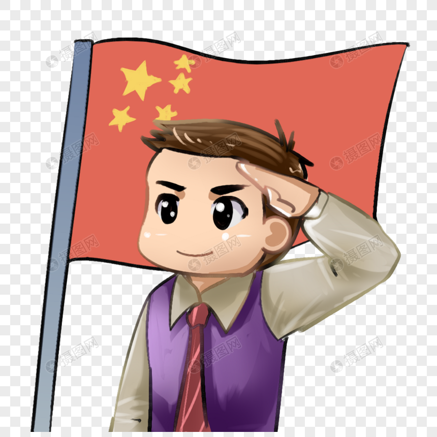 五四青年节敬礼国旗青年