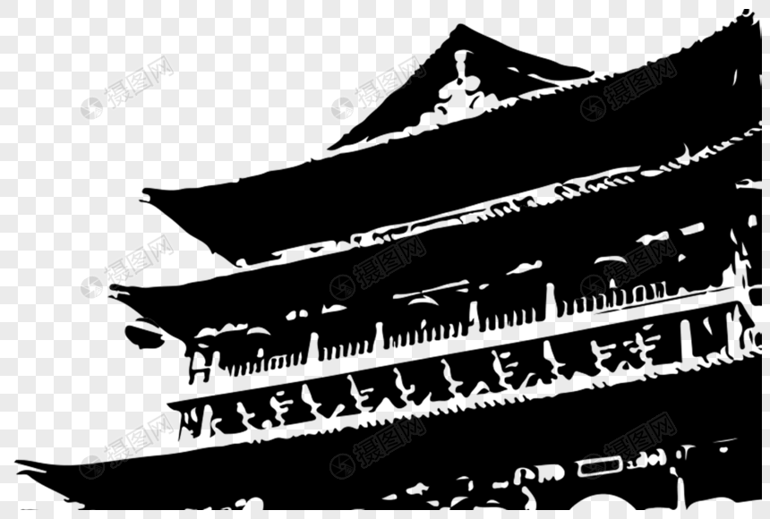 黑色传统建筑屋檐图片