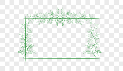 绿色植物框春天树叶框线稿框高清图片