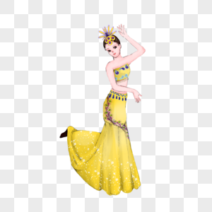 黄色衣服傣族人物形象图片