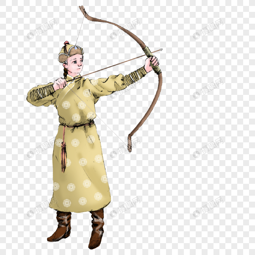 免抠元素 手绘/卡通元素 蒙古族人物形象.psd
