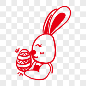 简约可爱复活节兔子捧彩蛋图片