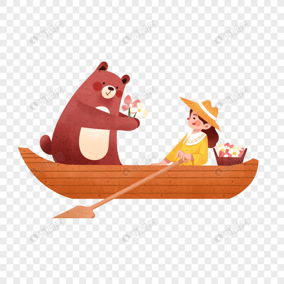 划船的女孩和熊图片