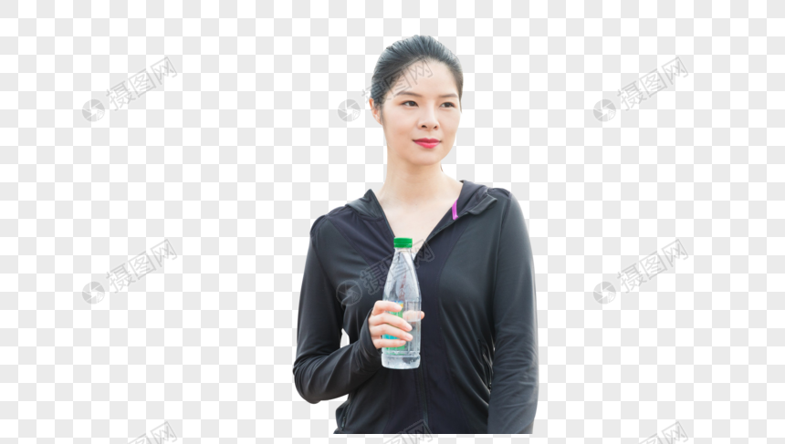 健身女子喝水图片