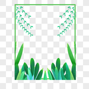 绿色水彩植物装饰边框图片