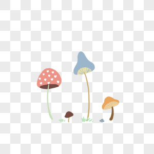 可爱蘑菇植物手绘素材插画图片