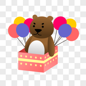 小熊礼物盒子儿童节高清图片素材