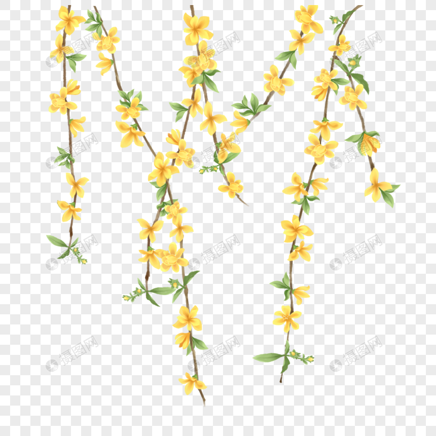 免抠元素 手绘/卡通元素 迎春花.png