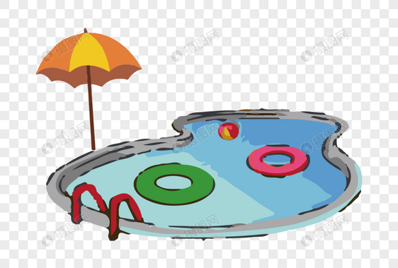 夏日泳池太阳伞图片