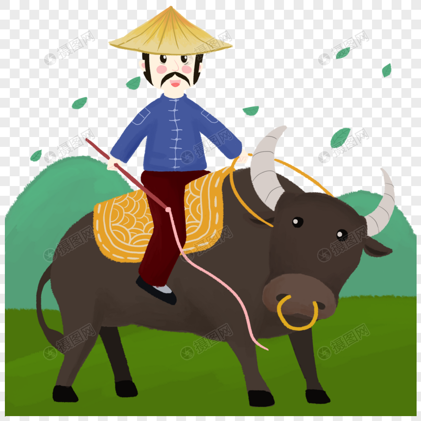 骑牛的老翁