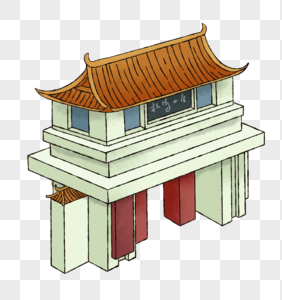 手绘卡通古代建筑图片