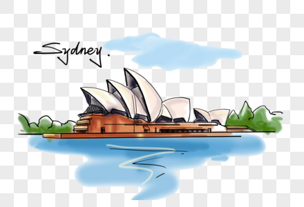 澳大利亚悉尼歌剧院风格创意手绘图片