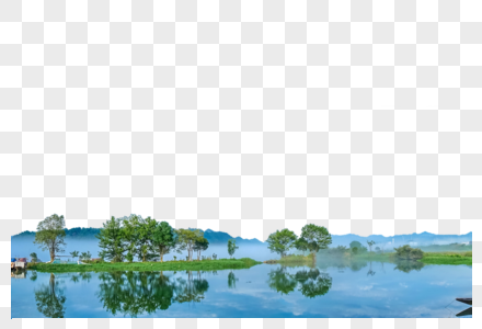 湖泊上的倒影图片