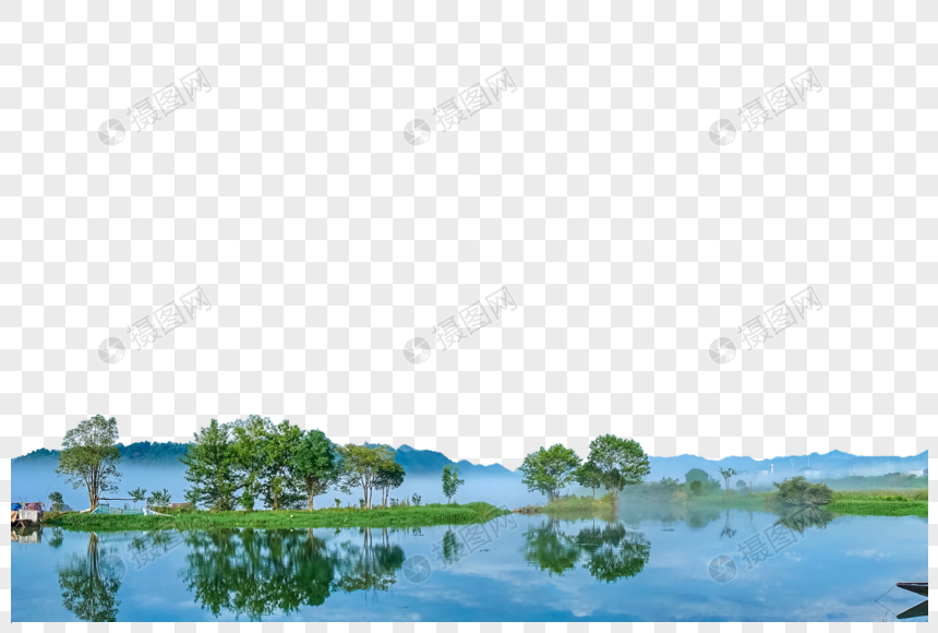 湖泊上的倒影图片