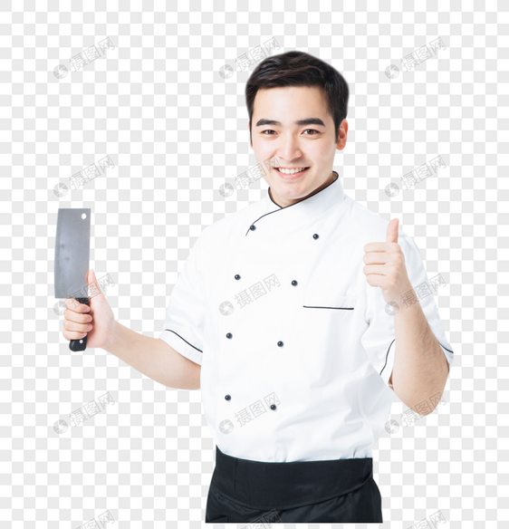 厨师拿着菜刀图片