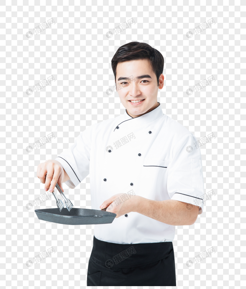 厨师拿着锅