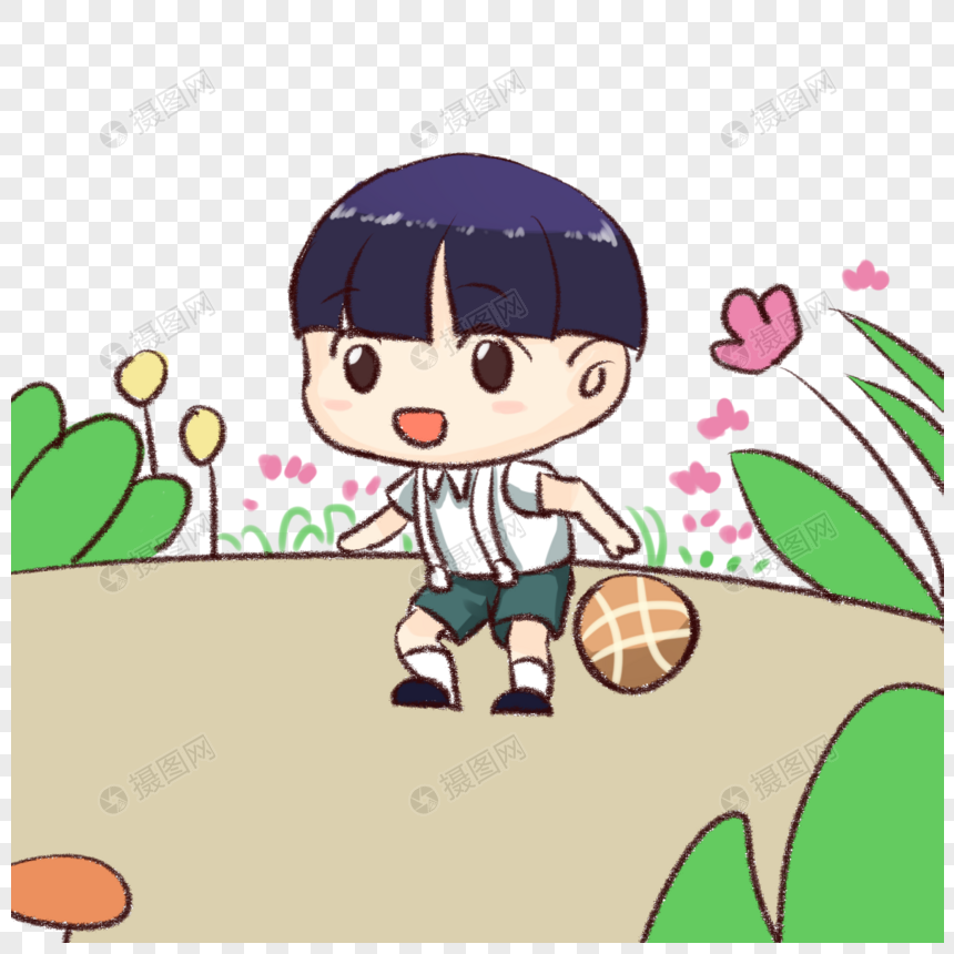 手绘/卡通元素 运球的小男孩.psd 860_860
