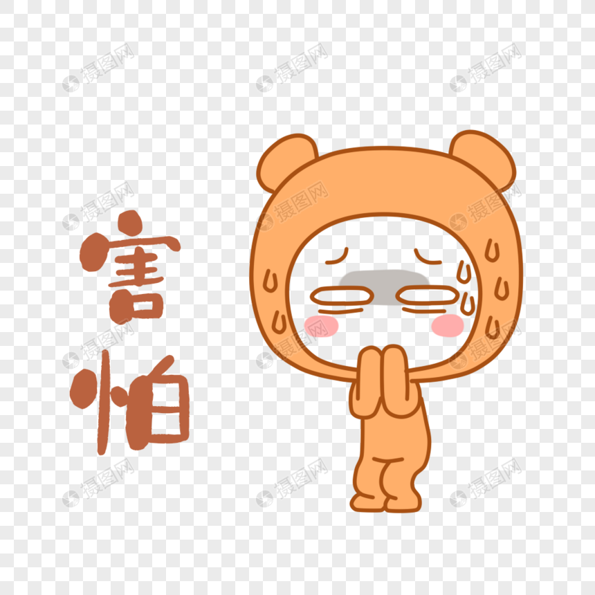 可爱熊表情包担心虚汗