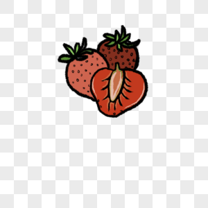 三颗新鲜的草莓插图图片