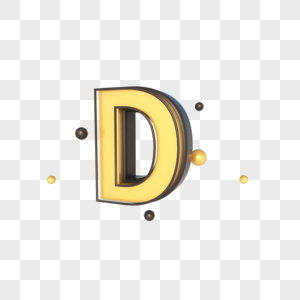 C4D立体黑金海报装饰英文字母D图片
