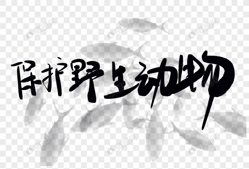 保护野生动物艺术字