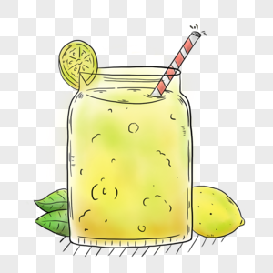 手绘卡通可爱夏日清凉水果柠檬汽水图片