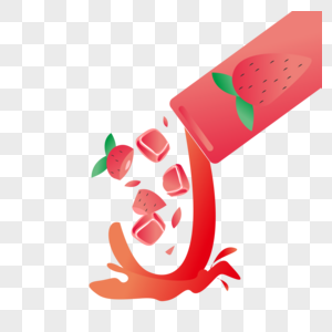 扁平化倒草莓饮品高清图片