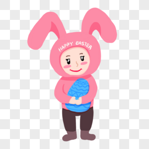 可爱搞怪复活节兔子装扮的女孩图片