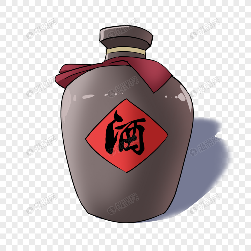 清明节酒坛子手绘卡通