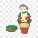 端午节包粽子的奶奶图片