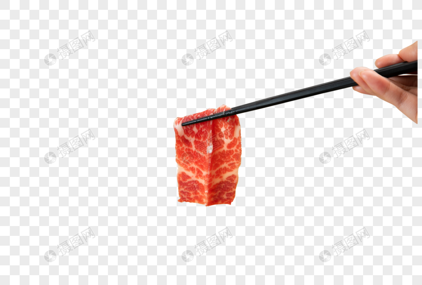 筷子夹肉片图片