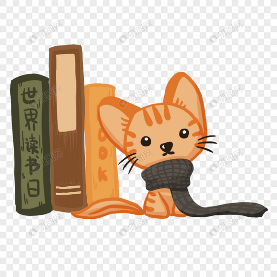 可爱猫咪与书本图片