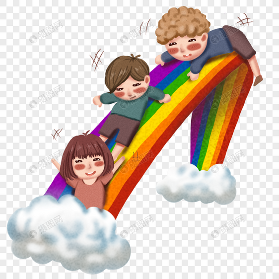 玩彩虹滑梯的孩子们图片