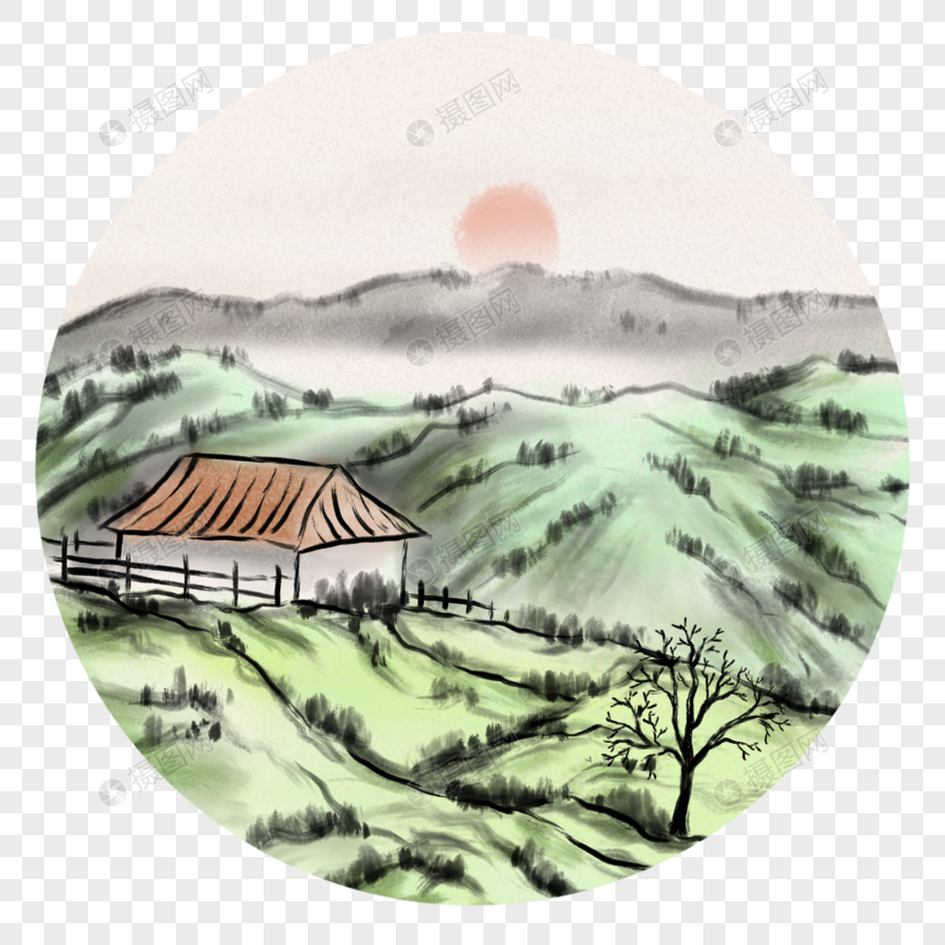 中国风山涧风景图片